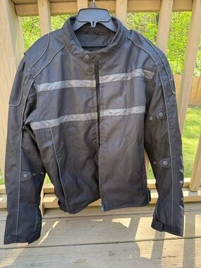 BILT Black Motorcycle Jacket Size L Armored Riding Jacket